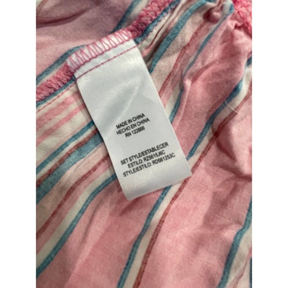 Zunie Girls Dress Medium 10/12 Pink Blue White Stripe Ruffle Sleeve Square Neck - Picture 6 of 8